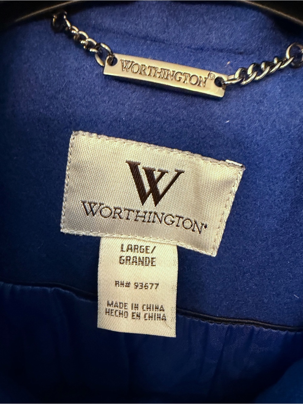 Worthington Royal Blue Double-Breasted Belted Pea Coat - Picture 3 of 3